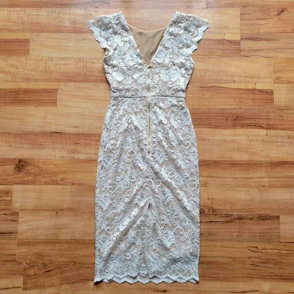 ABS Allen Schwartz White/Cream Lace Cap Sleeve Dress Size XS - Picture 2 of 13